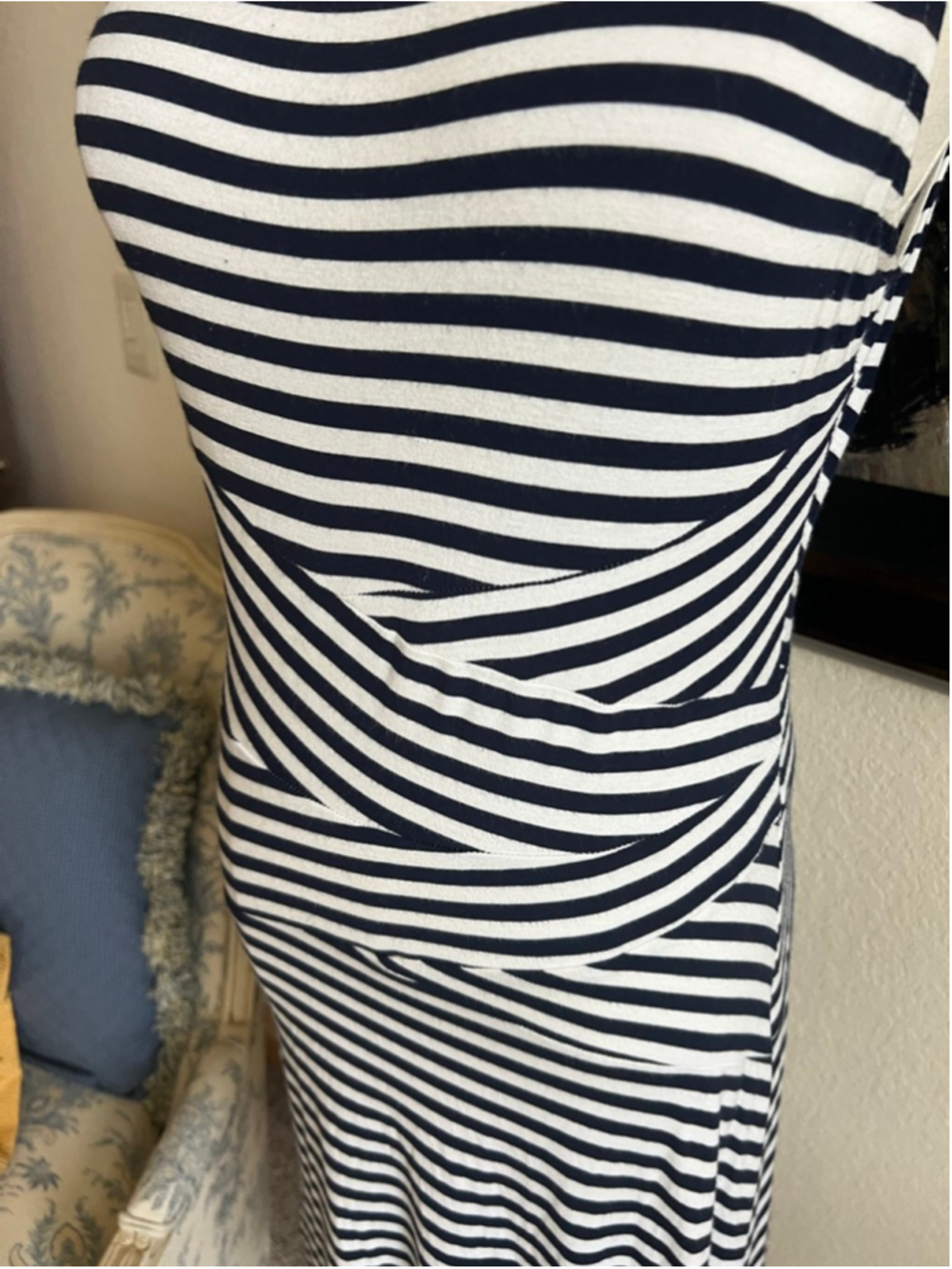 Market & Spruce Navy White Striped Sleeveless Dress M - Picture 4 of 6